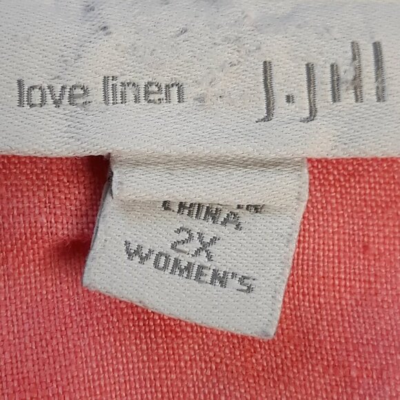 J. Jill Love Linen Button Down Top 2X Coral - Picture 7 of 9